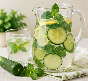 Refreshing cucumber and mint overnight weight loss drink