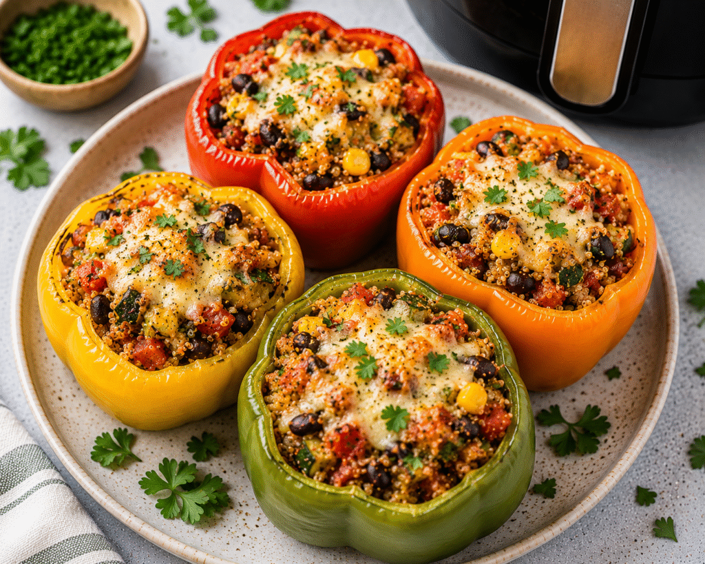 healthy air fryer stuffed peppers